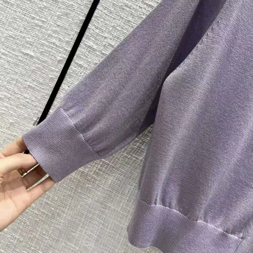 Prada Cropped Lurex Cardigan with Intarsia Logo for Women in Purple