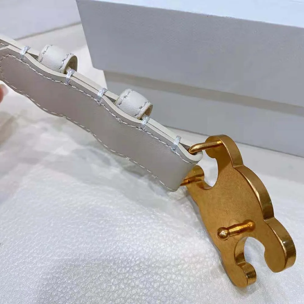 Celine Medium Cuir Triomphe Belt in Smooth Calfskin for Women in White