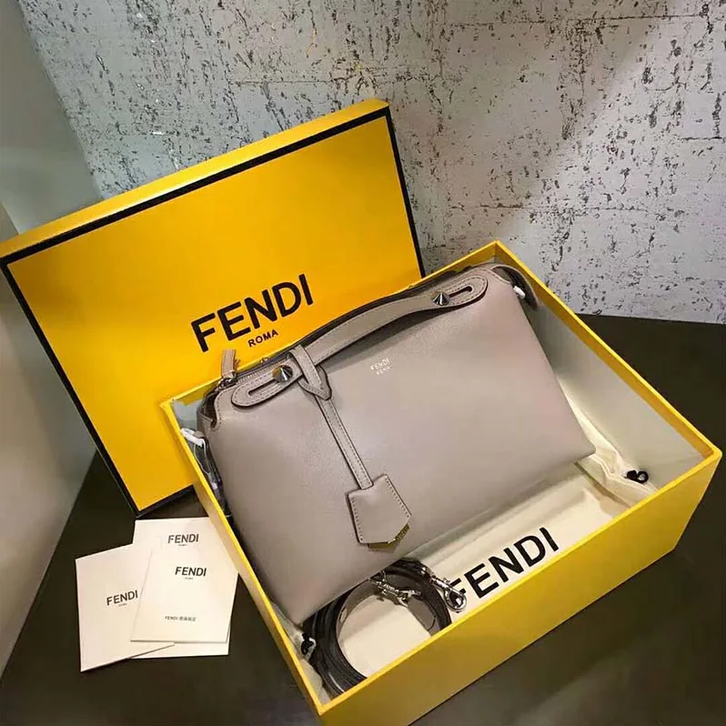 Fendi Large By the Way Boston Bag in Beige Leather for Women Fendi Large By the Way Boston Bag in Beige Leather for Women