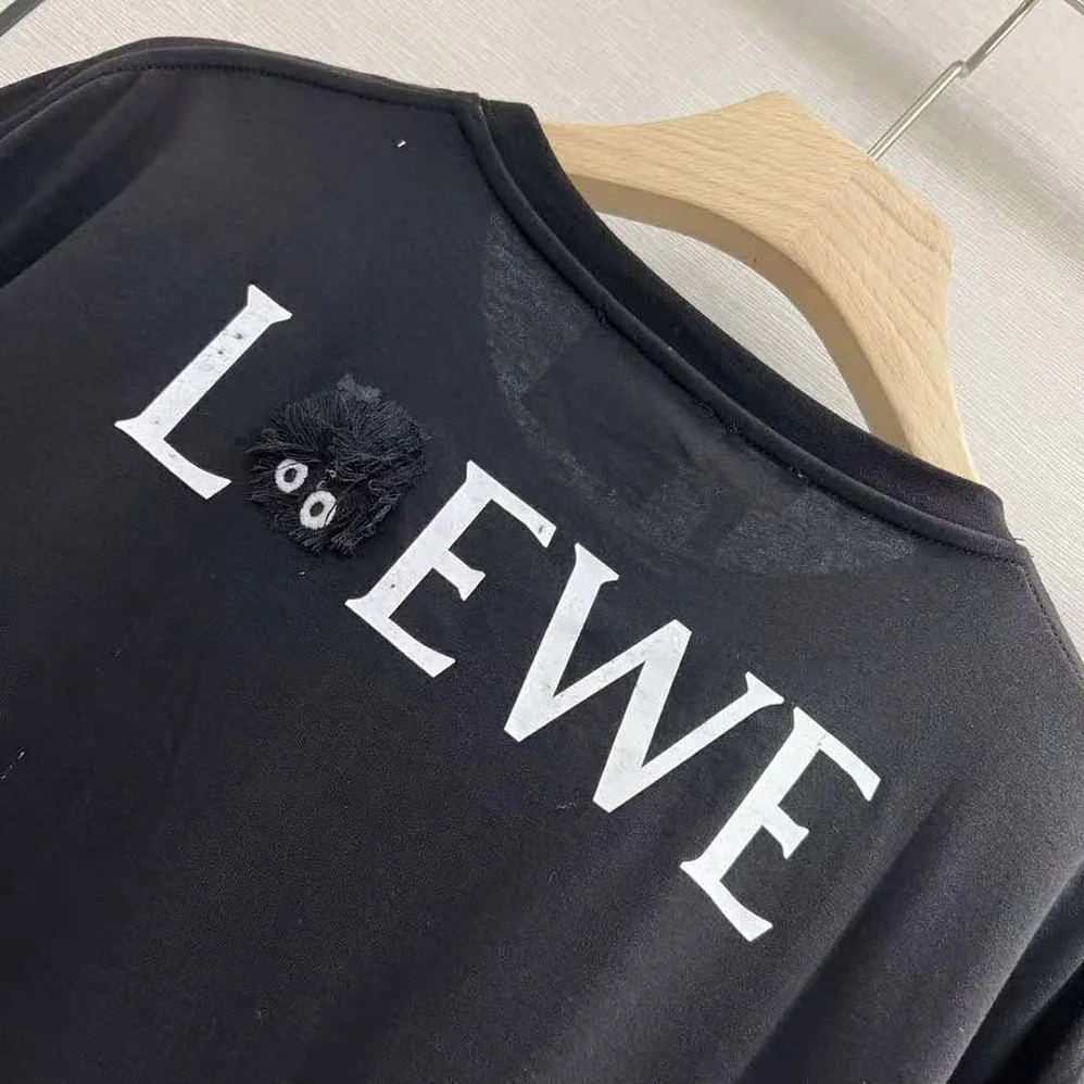 Loewe Kaonashi Embroidered T-shirt in Cotton for Men in Black Loewe Kaonashi Embroidered T-shirt in Cotton for Men in Black
