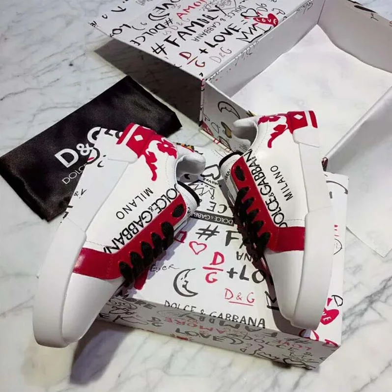 Dolce Gabbana D&G Shoes Portofino Sneakers in Printed Patent Calfskin for Men in Red Dolce Gabbana D&G Shoes Portofino Sneakers in Printed Patent Calfskin for Men in Red