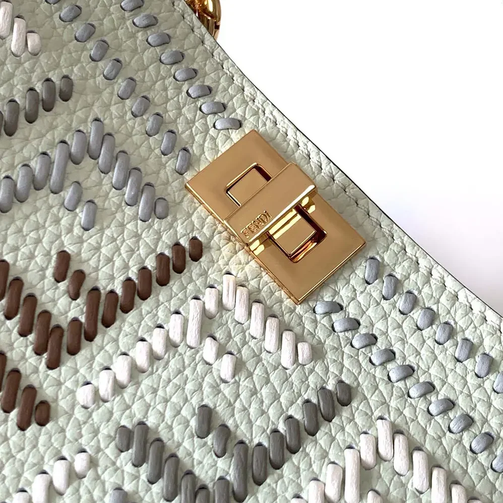 Fendi Peekaboo ISeeU Mini Leather Bag with FF Interlacing for Women Fendi Peekaboo ISeeU Mini Leather Bag with FF Interlacing for Women