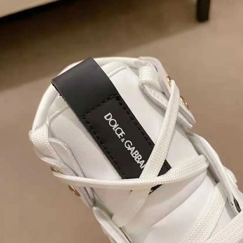 Dolce Gabbana D&G Calfskin 2.Zero Custom High-Top Sneakers with Contrasting Details for Men in White Dolce Gabbana D&G Calfskin 2.Zero Custom High-Top Sneakers with Contrasting Details for Men in White