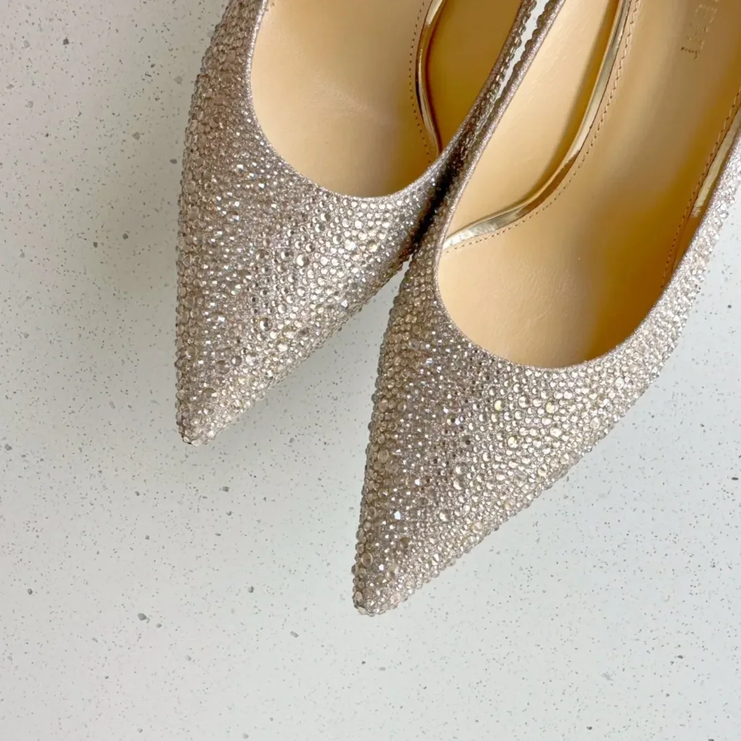 Saint Laurent Opyum Pumps In Rhinestones Gold