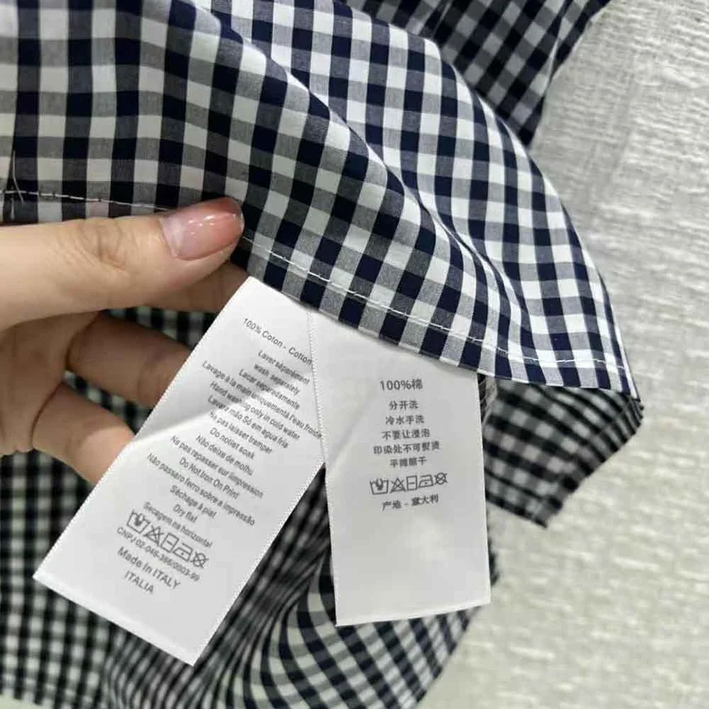 Dior Sleeveless Blouse Navy Blue D for Women in Little Vichy Silk Canvas Dior Sleeveless Blouse Navy Blue D for Women in Little Vichy Silk Canvas