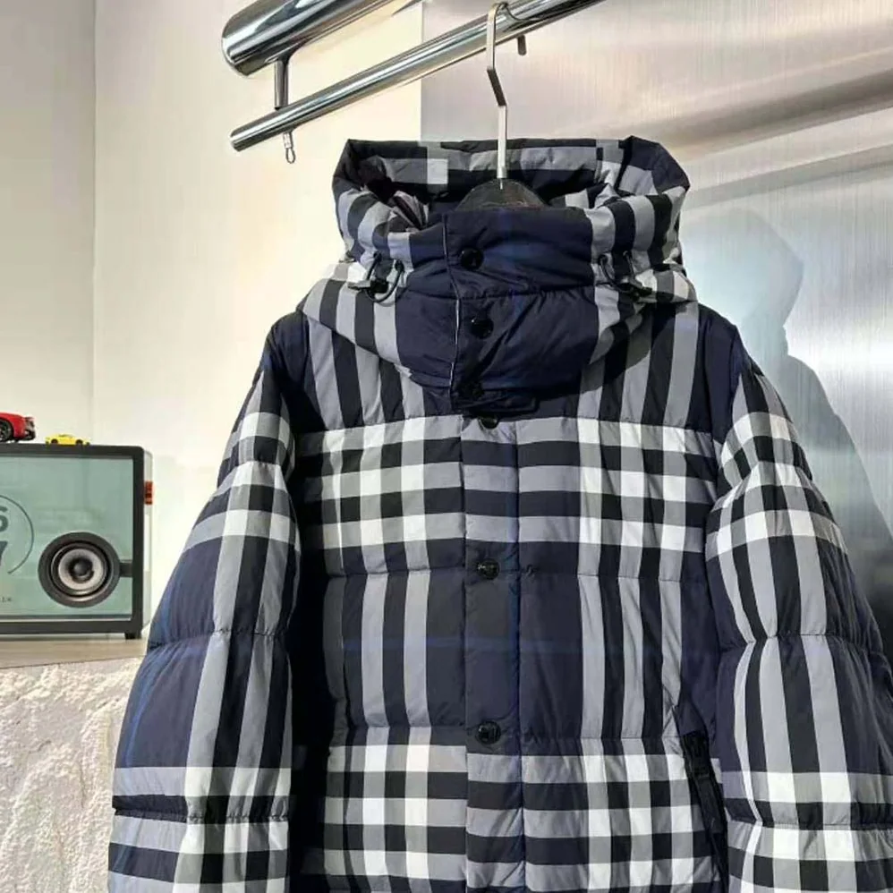 Burberry Detachable Hood Night Check Puffer Jacket for Women