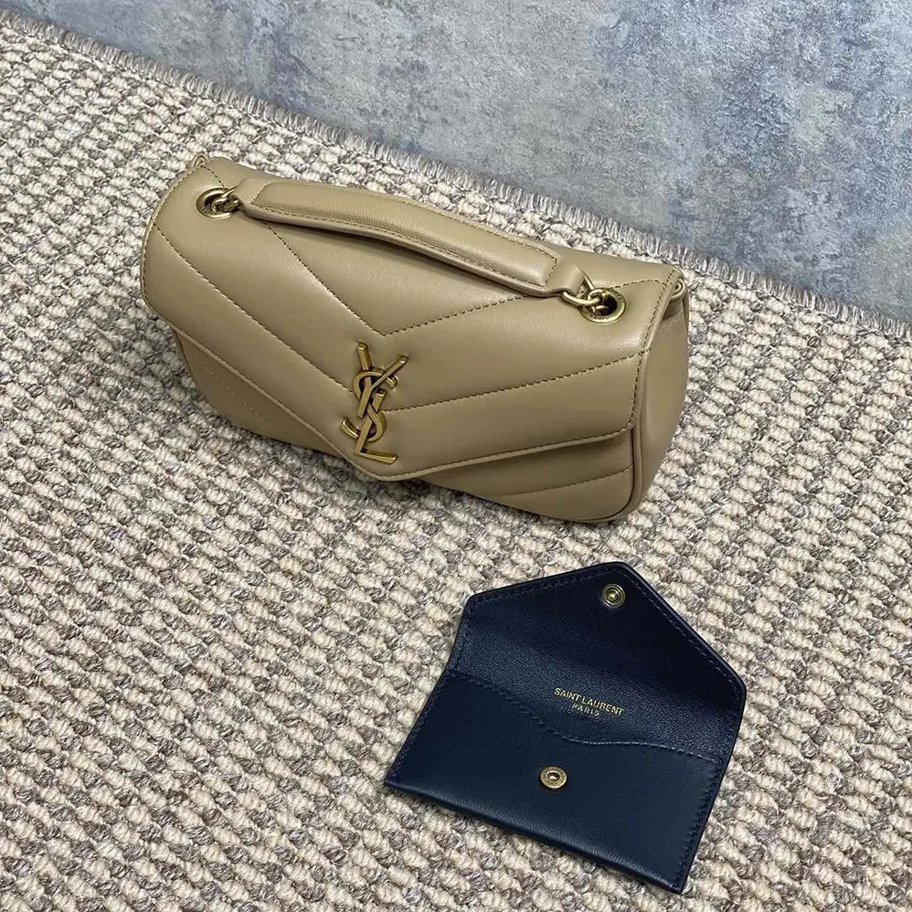 Saint Laurent YSL Loulou Mini in Lambskin for Women in Natural