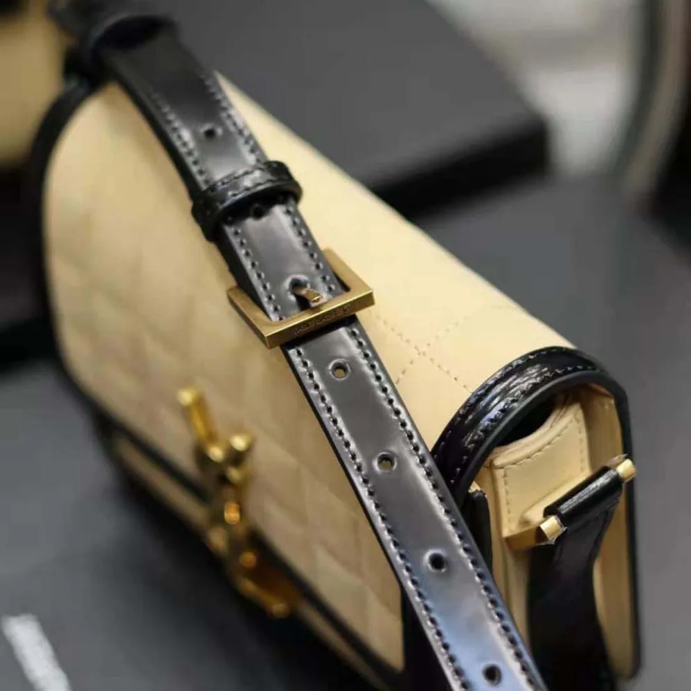 Saint Laurent YSL Solferino Small in Quilted Nubuck Suede for Women in Beige Saint Laurent YSL Solferino Small in Quilted Nubuck Suede for Women in Beige