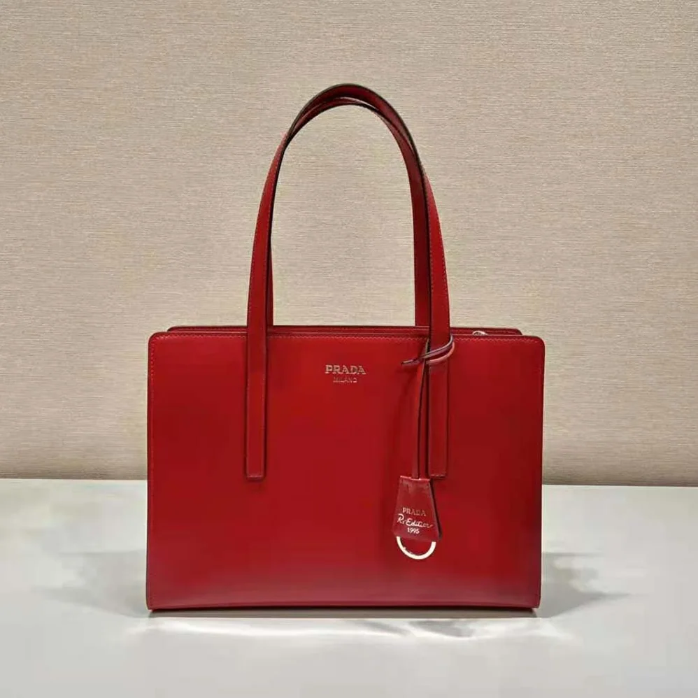 Prada Re-Edition 1995 Brushed-Leather Medium Handbag for Women in Red Prada Re-Edition 1995 Brushed-Leather Medium Handbag for Women in Red