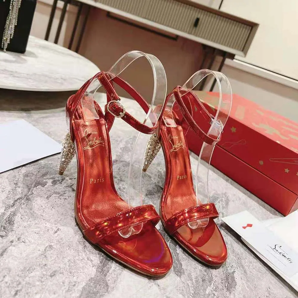 Christian Louboutin Lipstrass Queen 100 mm Heel Height for Women in Red Christian Louboutin Lipstrass Queen 100 mm Heel Height for Women in Red