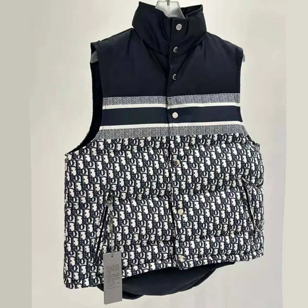 Dior Reversible Puffer Vest Blue and Ecru Dior Oblique Quilted Technical Taffeta for Women Dior Reversible Puffer Vest Blue and Ecru Dior Oblique Quilted Technical Taffeta for Women