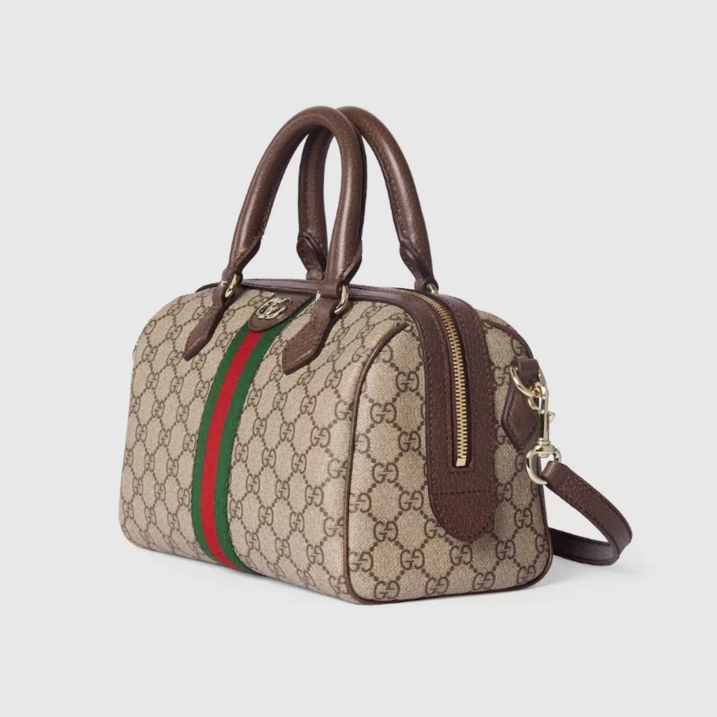 Gucci Ophidia Medium Boston Top Handle Bag in Beige Gold Hardware