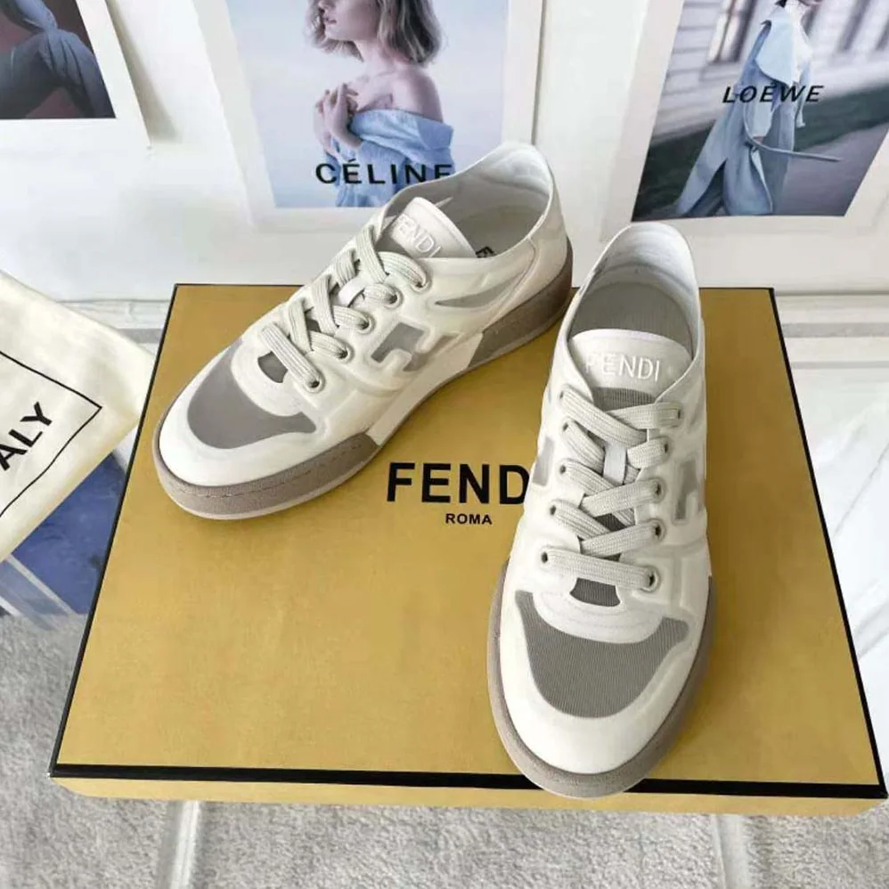 Fendi Match White Mesh Low Tops for Unisex Fendi Match White Mesh Low Tops for Unisex