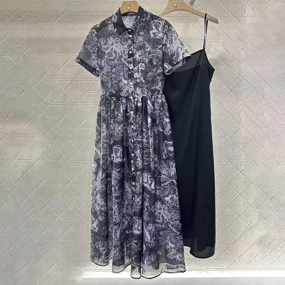Dior Dioriviera Mid-length Shirt Dress Gray and White Cotton Muslin for Women Dior Dioriviera Mid-length Shirt Dress Gray and White Cotton Muslin for Women
