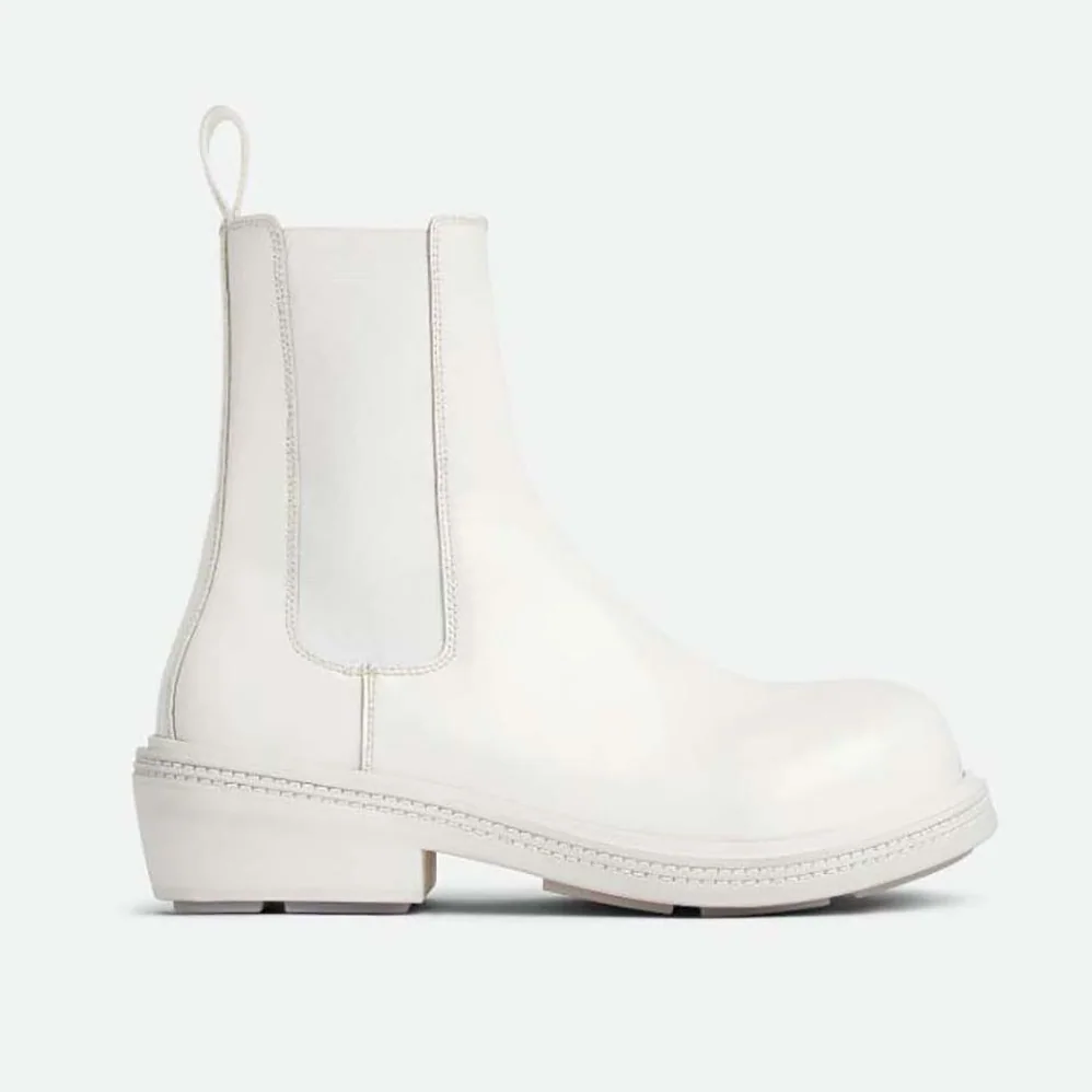 Bottega Veneta Fireman Chelsea Ankle Boot for Women in White Bottega Veneta Fireman Chelsea Ankle Boot for Women in White