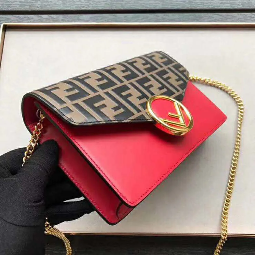 Fendi Wallet on Chain Red Leather Mini Bag for Women