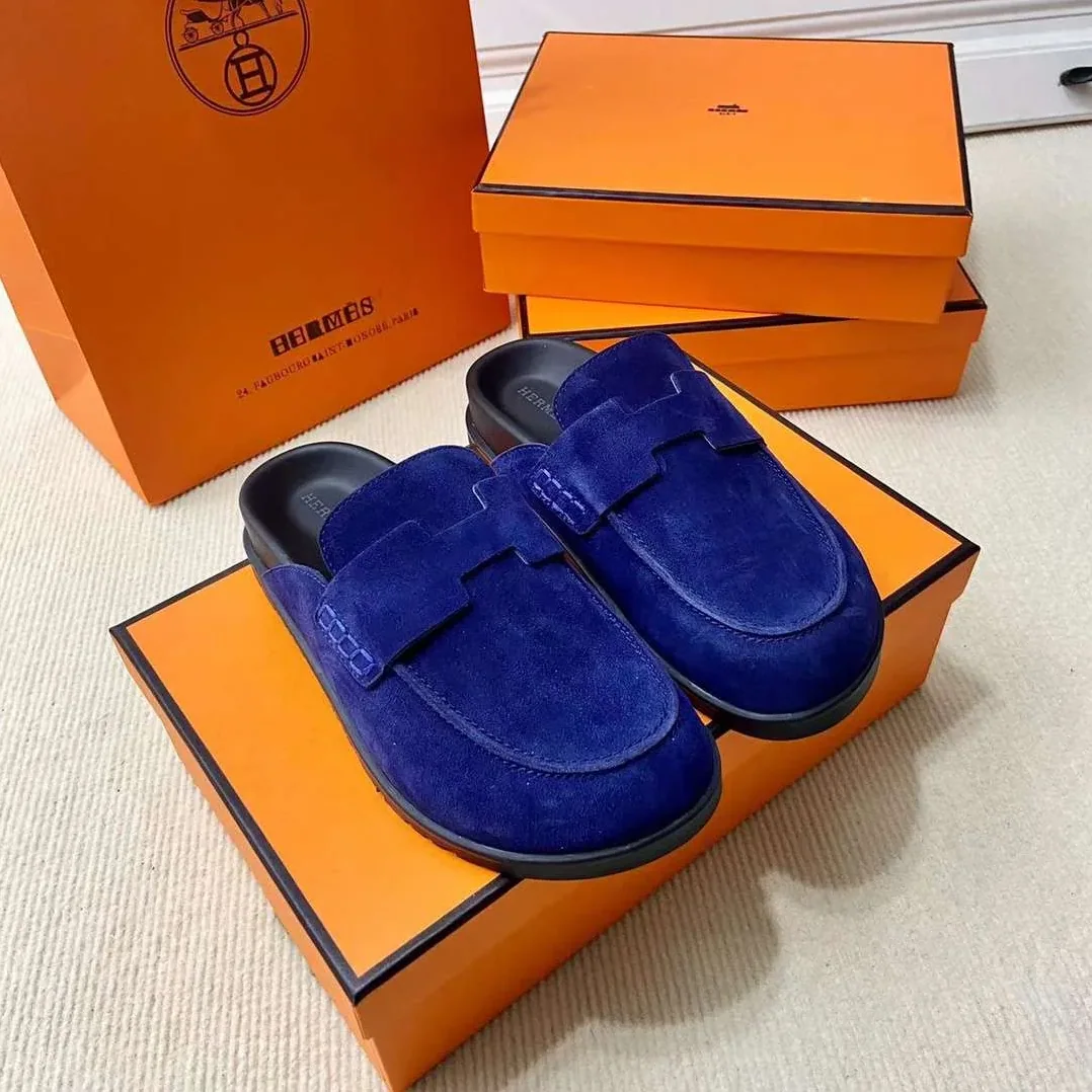 Hermes Go Mule Navy Blue
