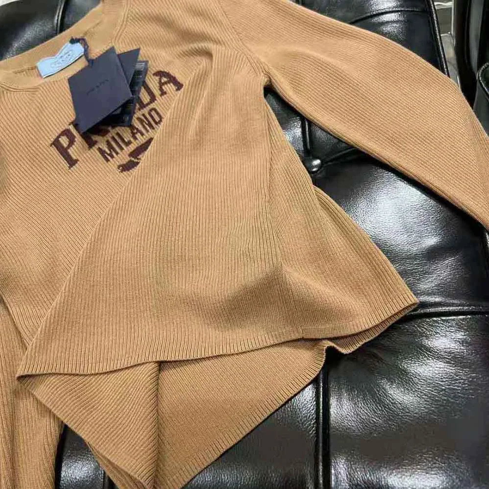 Prada Cropped Silk Sweater with Logo for Women