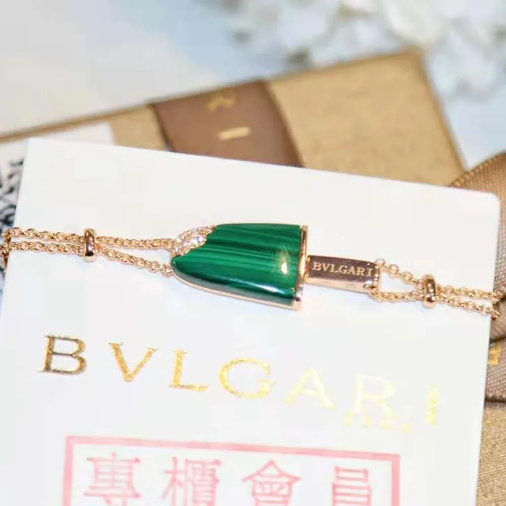Bvlgari BVLGARI BVLGARI Gelati 18 KT Rose Gold Soft Bracelet for Women in Green Bvlgari BVLGARI BVLGARI Gelati 18 KT Rose Gold Soft Bracelet for Women in Green