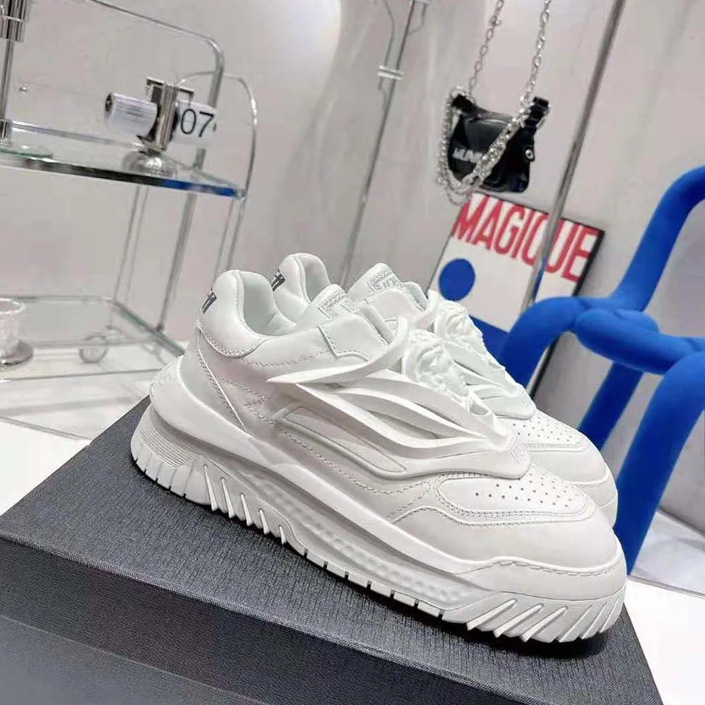 Versace Odissea Sneakers are Set on Rubber Soles with Perforated Toe Caps for Unisex in White
