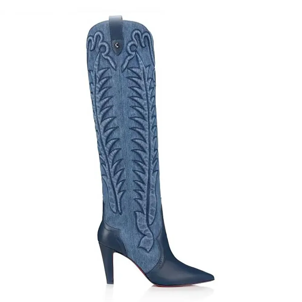 Christian Louboutin Santia Botta 85 mm Boots Nappa Leather and Denim for Women Christian Louboutin Santia Botta 85 mm Boots Nappa Leather and Denim for Women