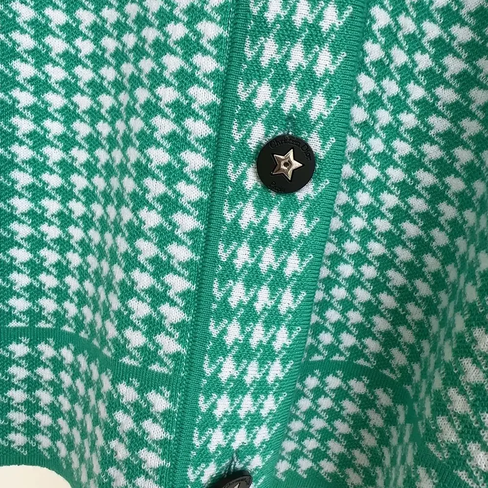 Dior Dioriviera Jacket White and Aquamarina Houndstooth Technical Knit for Women