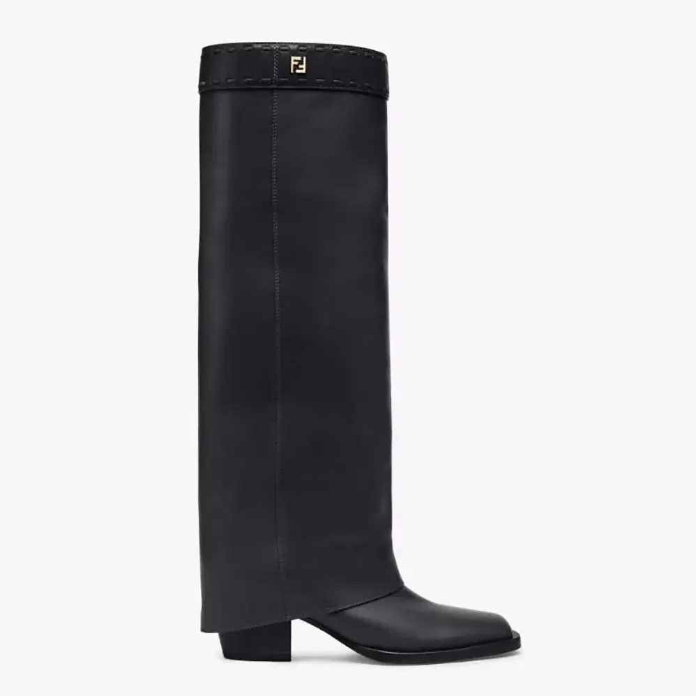 Fendi Show Black Leather Hhigh for Women in heeled Boots Fendi Show Black Leather Hhigh for Women in heeled Boots