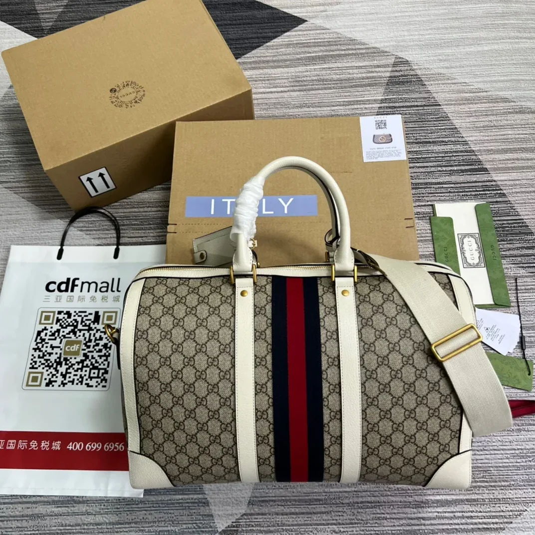 Gucci Ophidia Medium Duffle Bag in Beige Gold Hardware Gucci Ophidia Medium Duffle Bag in Beige Gold Hardware
