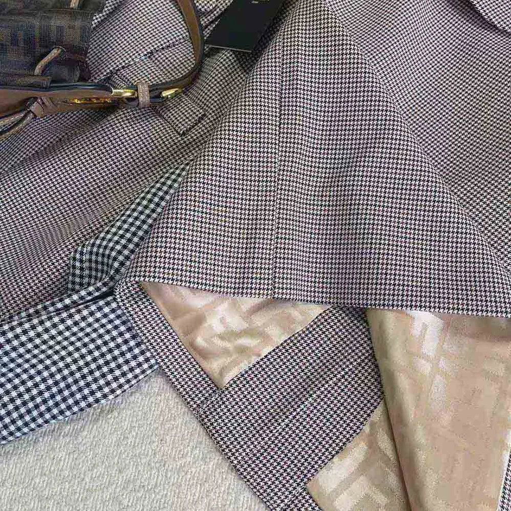 Fendi Beige Houndstooth Wool Skirt for Women
