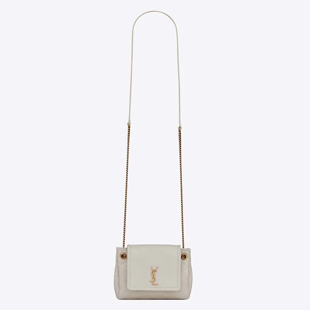 Saint Laurent YSL Mini Nolita in Lambskin for Women in White Saint Laurent YSL Mini Nolita in Lambskin for Women in White