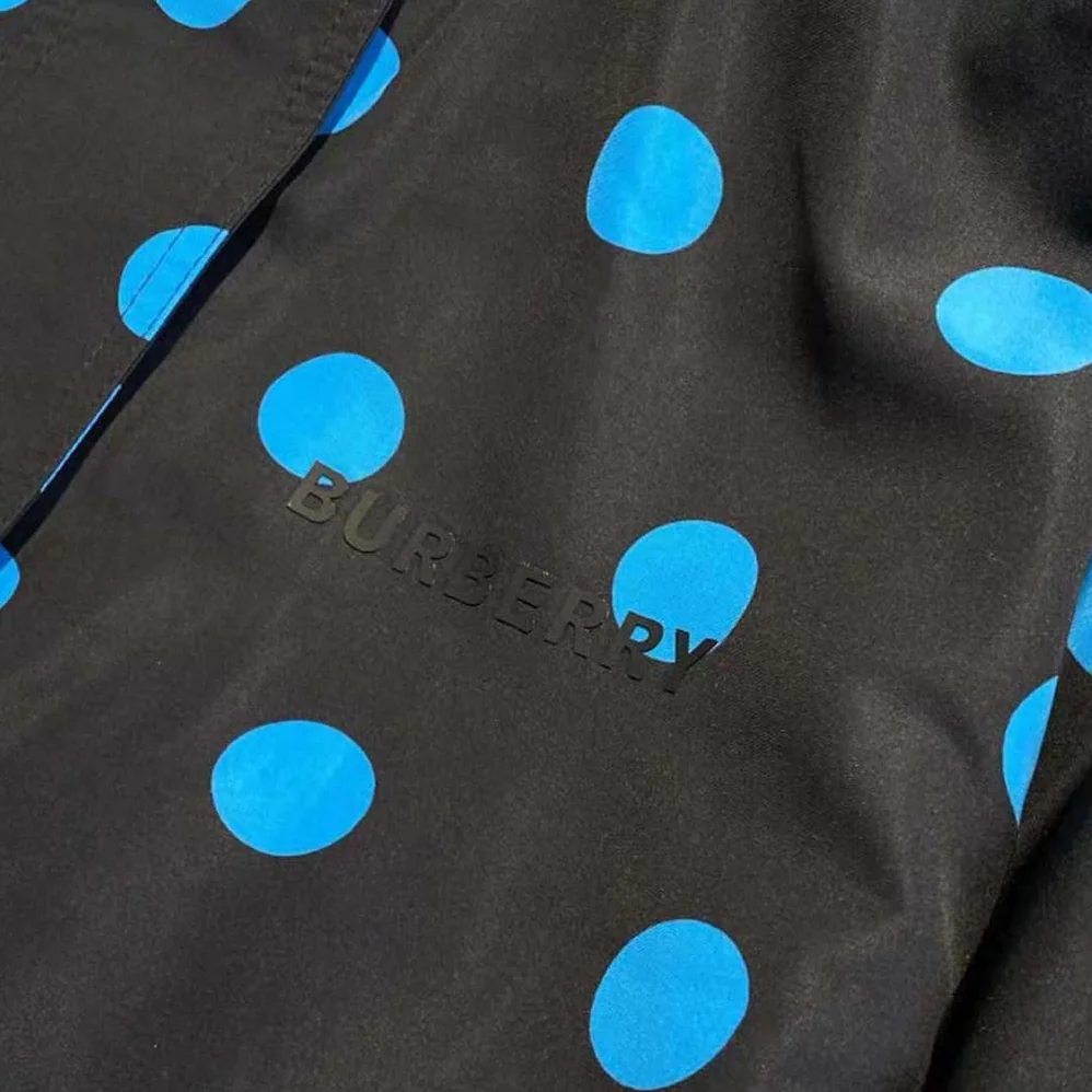 Burberry Polka Dot Nylon Jacquard Funnel Neck Jacket for Women Burberry Polka Dot Nylon Jacquard Funnel Neck Jacket for Women