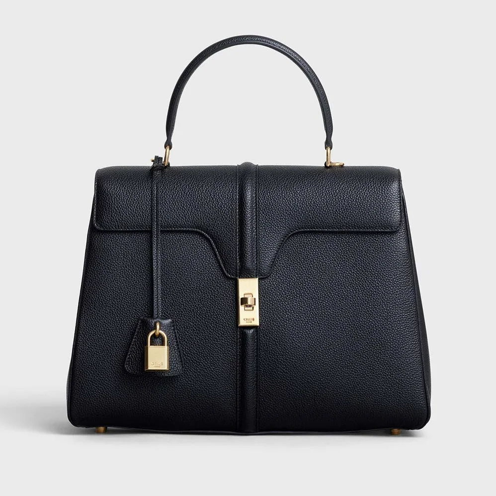 Celine Medium16 Bag in Grained Calfskin for Women in Black