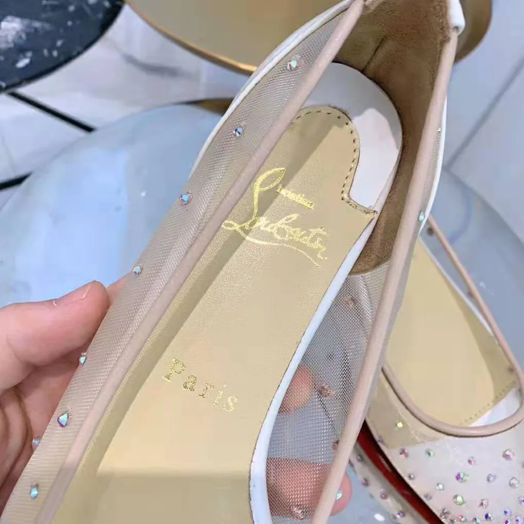 Christian Louboutin Follies Strass Ballet Flat for Women in White Christian Louboutin Follies Strass Ballet Flat for Women in White
