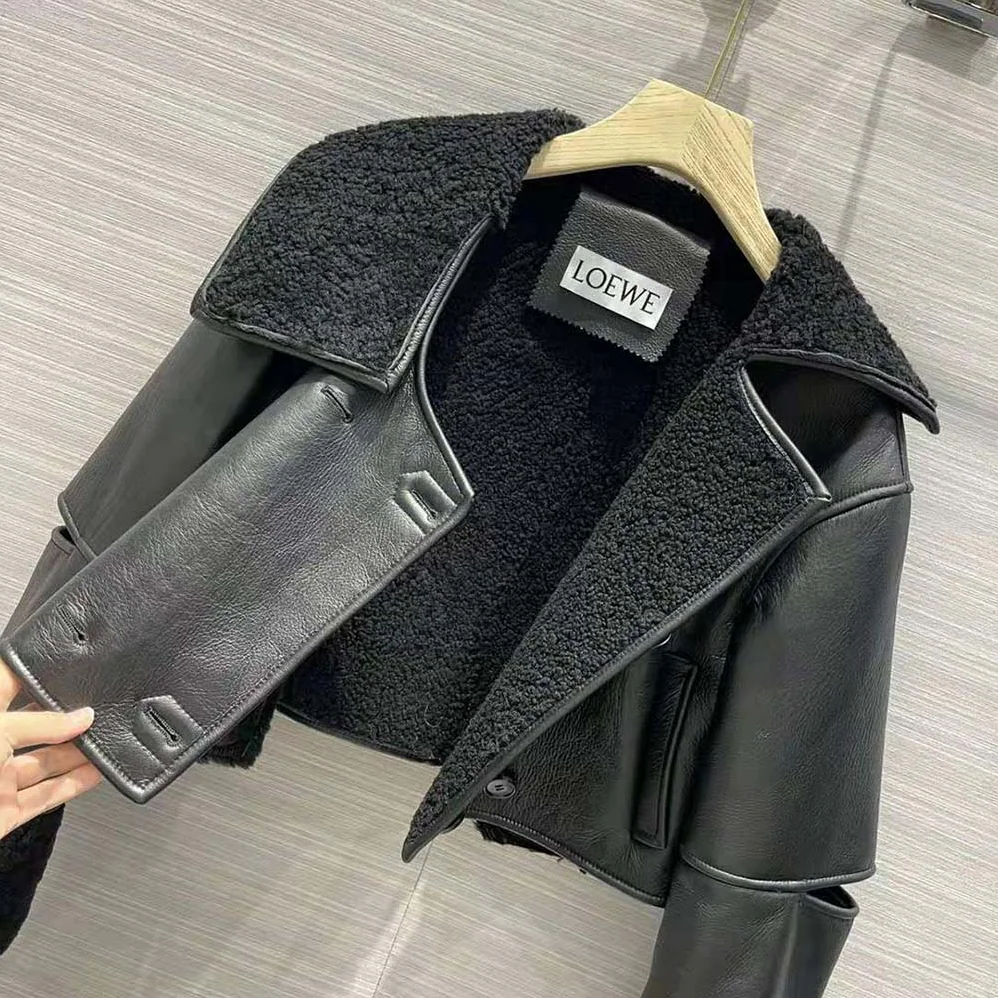 Loewe Deconstructed Jacket in Shearling for Women in Black Loewe Deconstructed Jacket in Shearling for Women in Black