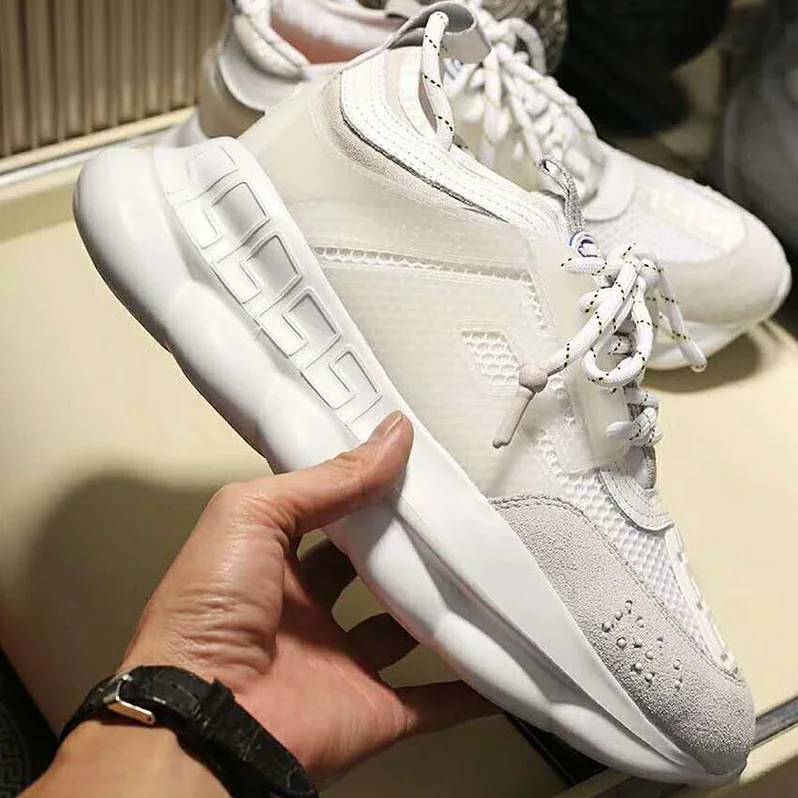 Versace Shoes Chain Reaction Sneakers for Unisex in White Versace Shoes Chain Reaction Sneakers for Unisex in White
