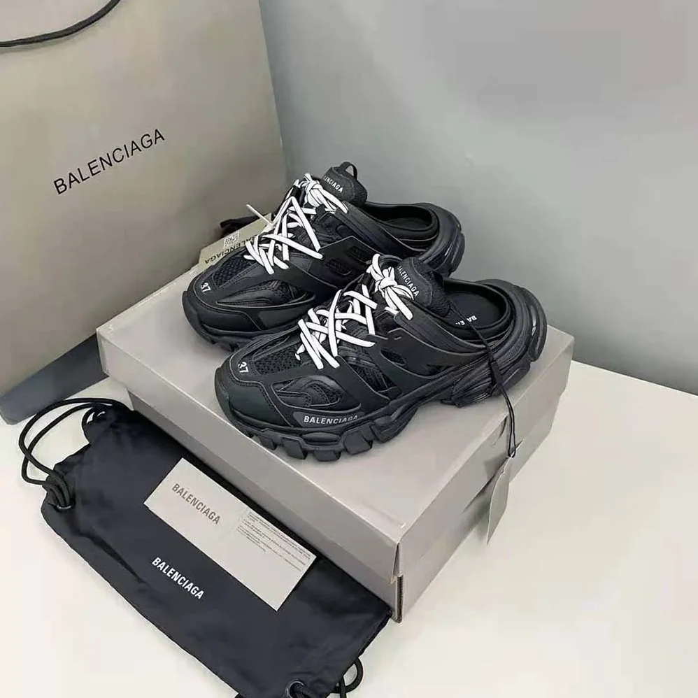 Balenciaga Track Mule in Black Mesh and Nylon for Women Balenciaga Track Mule in Black Mesh and Nylon for Women
