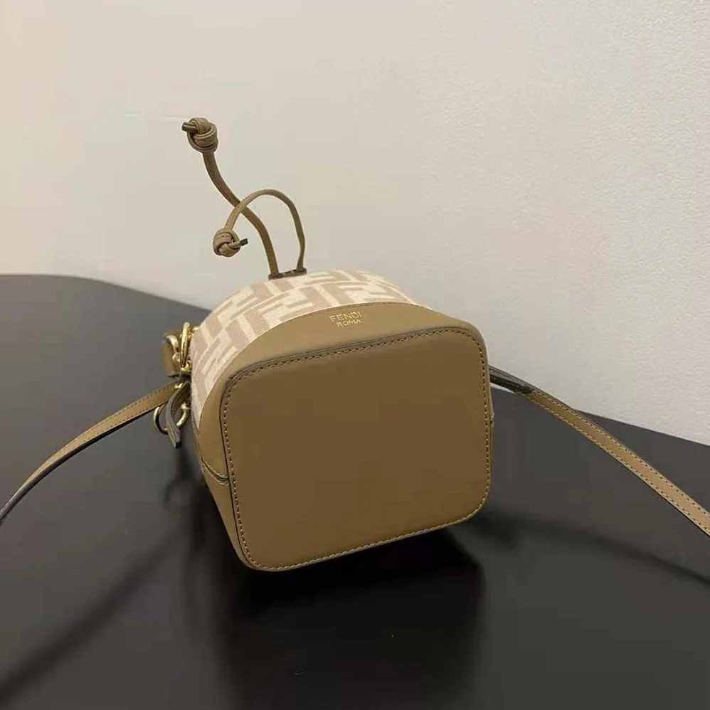 Fendi Small Mon Tresor FF Beige Wool Mini for Women in Bag