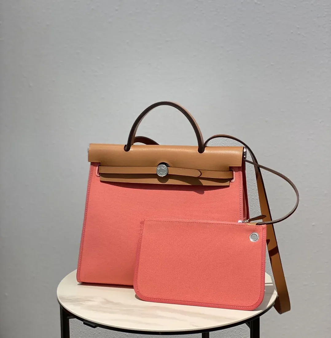 Hermes Herbag Zip Bag Pink, Silver Toned Hardware Bag Hermes Herbag Zip Bag Pink, Silver Toned Hardware Bag