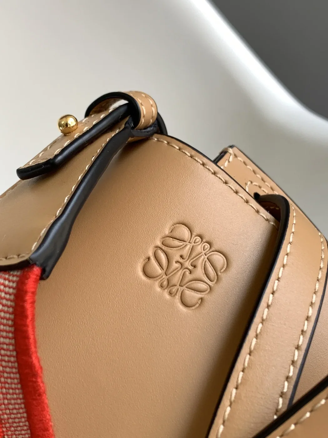 Loewe Gate Dual Mini Shoulder Bag in Beige Gold Hardware Loewe Gate Dual Mini Shoulder Bag in Beige Gold Hardware