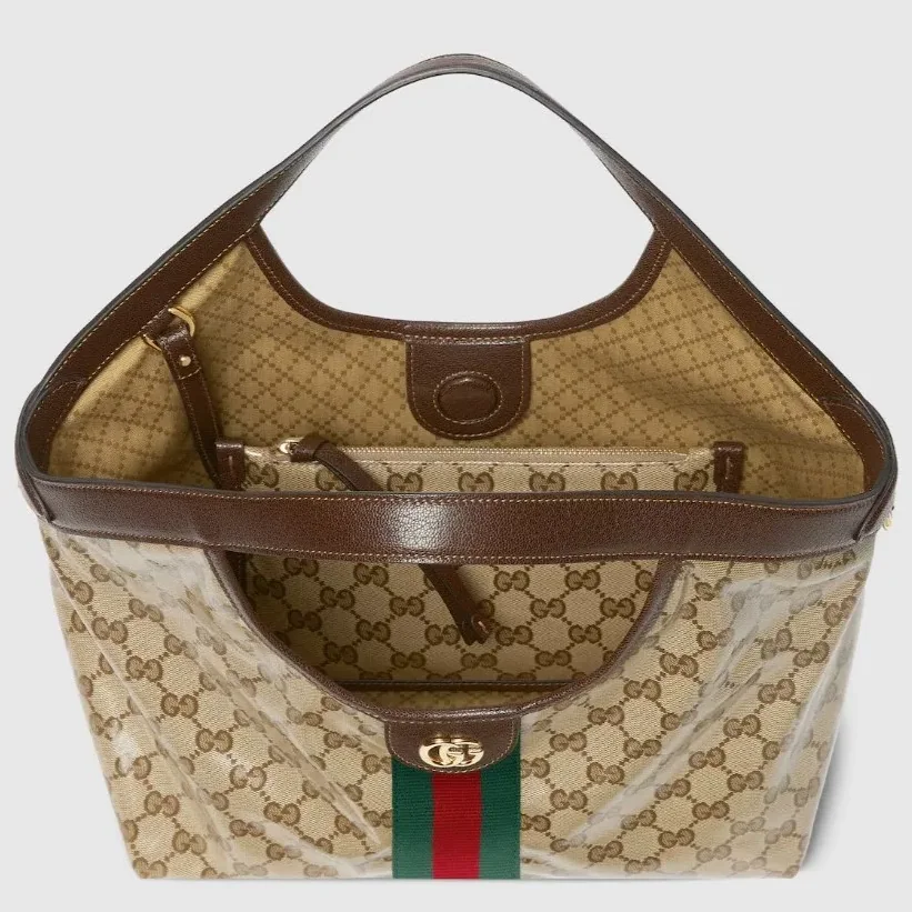 Gucci Giglio Small Tote Bag / Sand And Brown Gold Hardware