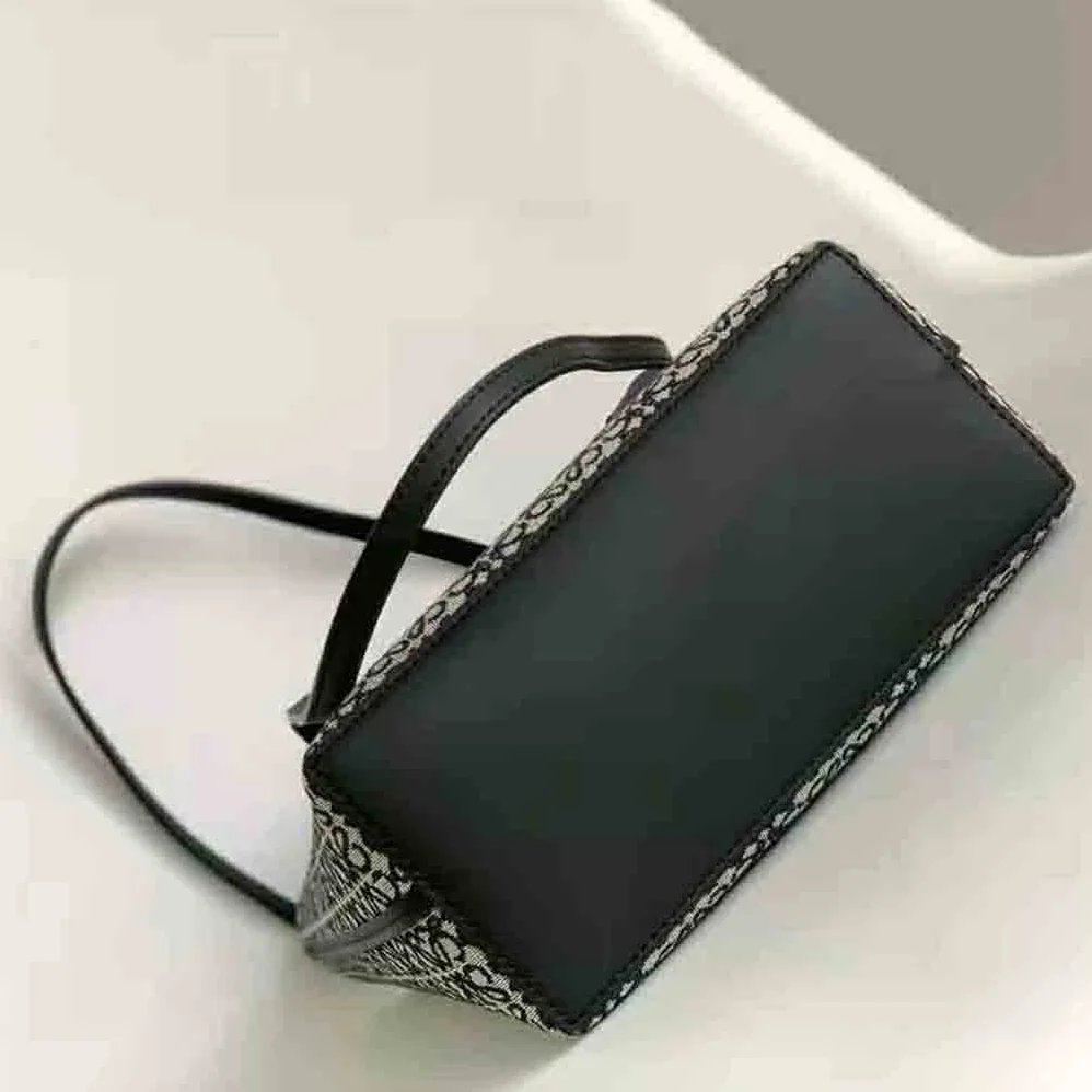 Loewe Square Tote Bag in Anagram Jacquard and Calfskin for Women in Black Loewe Square Tote Bag in Anagram Jacquard and Calfskin for Women in Black