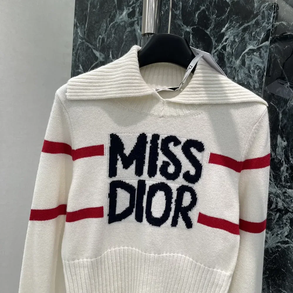 Dior DiorAlps Mock Neck Sweater White Virgin Wool and Cashmere Knit for Women Dior DiorAlps Mock Neck Sweater White Virgin Wool and Cashmere Knit for Women