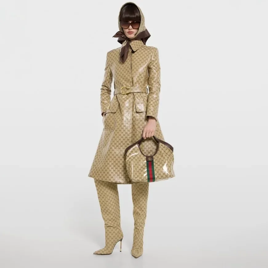 Gucci Giglio Small Tote Bag / Sand And Brown Gold Hardware