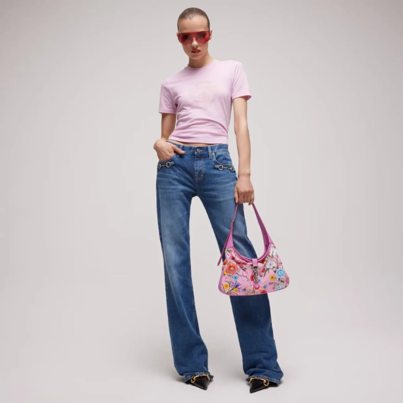Gucci Jackie 1961 Medium Shoulder Bag in Pink/ Multicolor Gold Hardware Gucci Jackie 1961 Medium Shoulder Bag in Pink/ Multicolor Gold Hardware