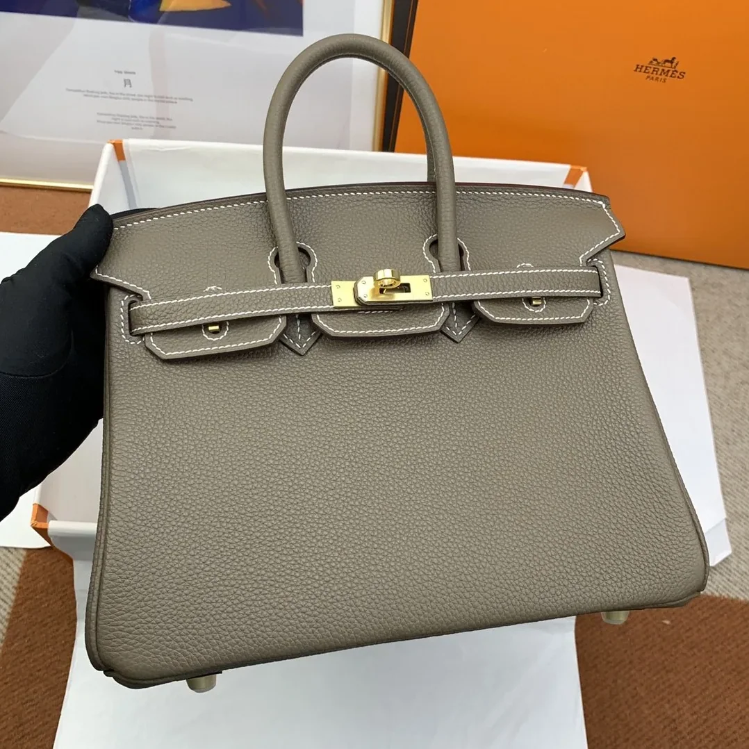 Hermes Birkin Top Handle Bag / Nata Swift Brown Gold Hardware