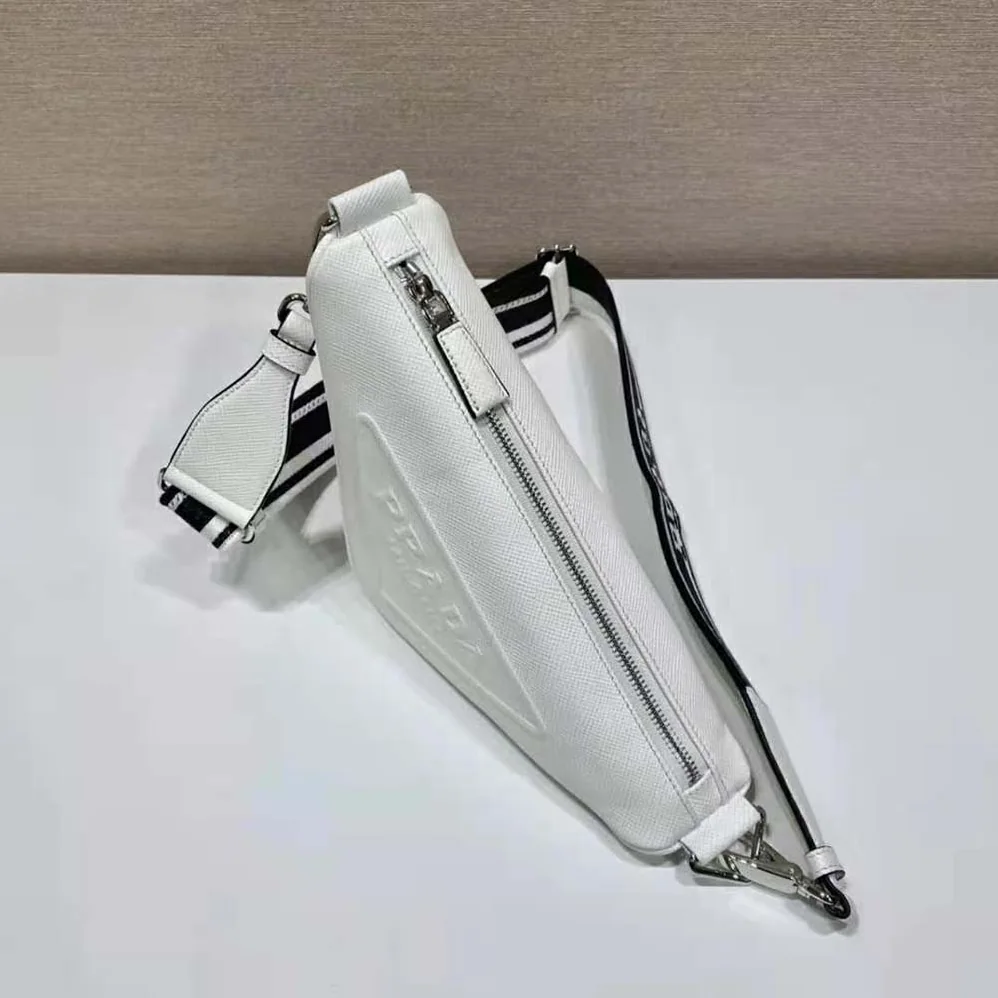 Prada Saffiano Prada Triangle Bag for Women in White Prada Saffiano Prada Triangle Bag for Women in White