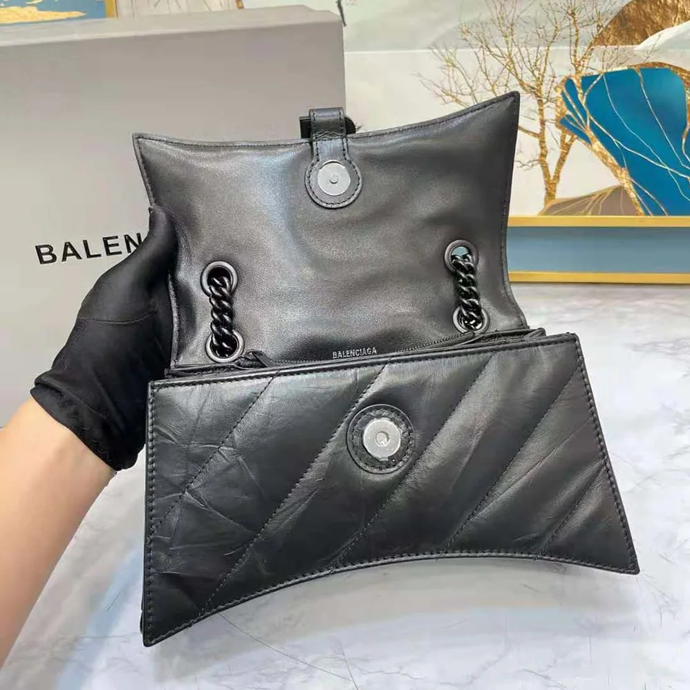 Balenciaga Crush Small Chain Bag Quilted in Black for Women