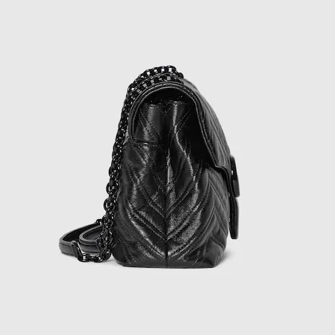 Gucci Marmont Medium Shoulder Bag in Black Tonal Enameled Hardware