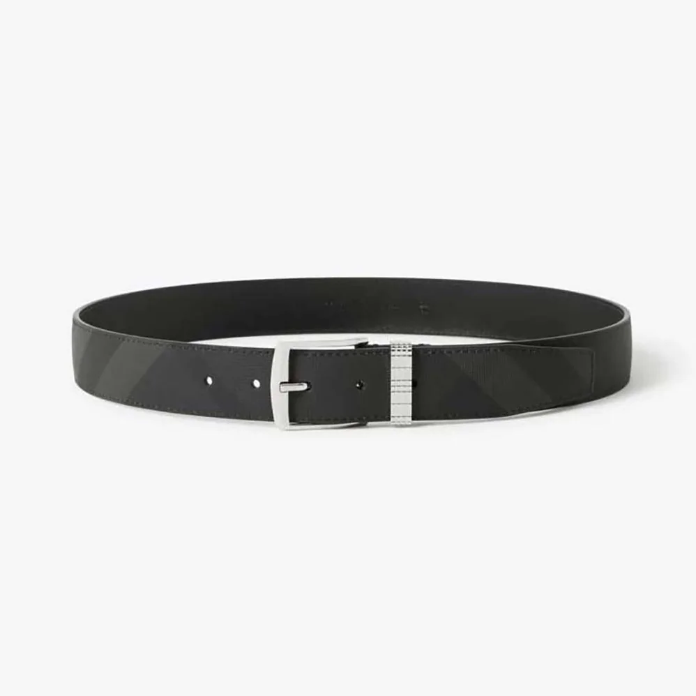 Burberry Check and Leather Belt for Men in Navy
