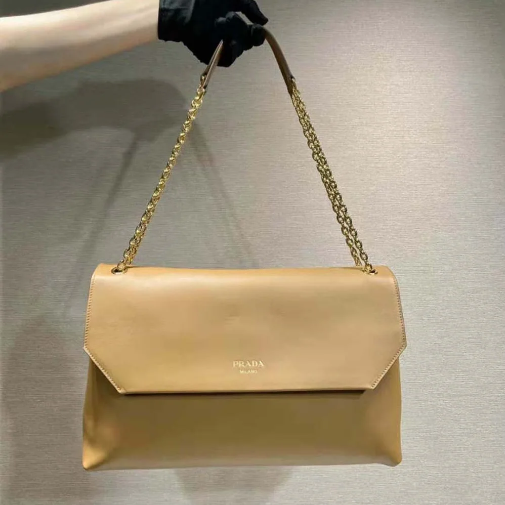 Prada Large leather Shoulder Bag for Women in Brown